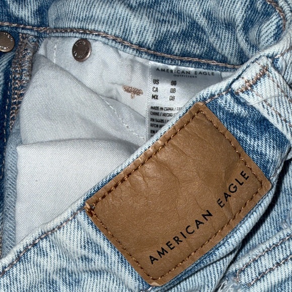 American Eagle Outfitters Women's Light Blue Distressed Jean Shorts - Picture 3 of 4